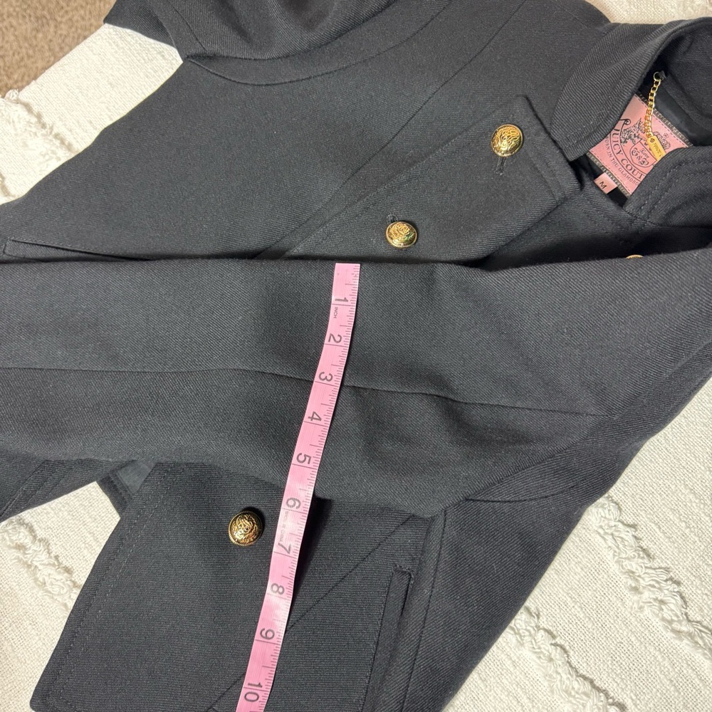 Juicy Couture Y2K 2009 Black Military Style Wool Double Breasted Jacket Sz M - Picture 6 of 14
